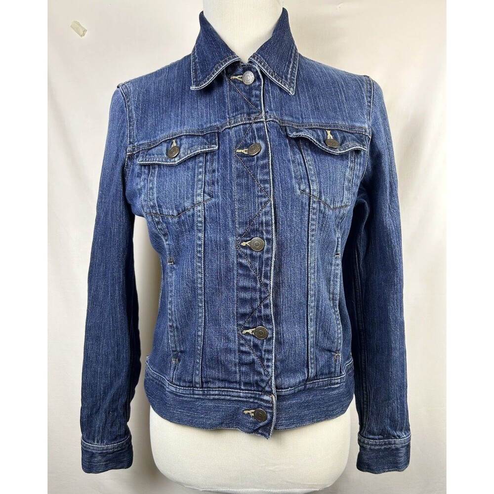 Eddie Bauer Womens Denim Jacket Size Small Blue Medium Wash Jean Trucker Classic